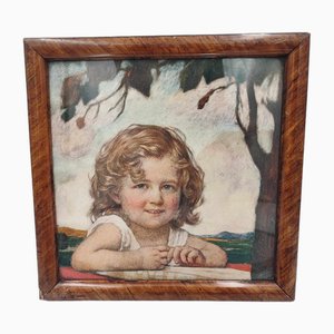 Pre-War Oil Print of Girl, 1920s-CAQ-1799475