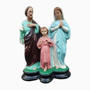 Pre-War Plaster Figurine of Jesus, Mother of God and Saint Joseph, 1920s-CAQ-1746903