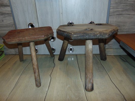 Pre-War Wooden Chairs or Stools, Set of 2-CAQ-1189114