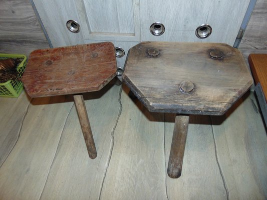 Pre-War Wooden Chairs or Stools, Set of 2-CAQ-1189114