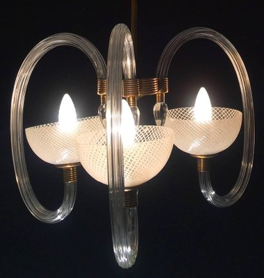 Precious Chandelier Reticello by Ercole Barovier, Venice, 1940s-MBH-1032270