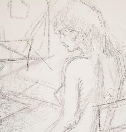 Preparatory Sketch of Young Woman, 20th Century, Drawing on Paper