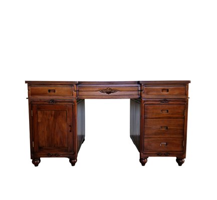 Presidential Double Sided Mahogany Desk with Leather Top-ITF-2026921