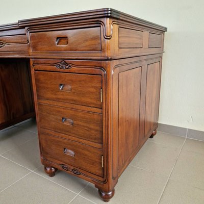 Presidential Double Sided Mahogany Desk with Leather Top-ITF-2026921