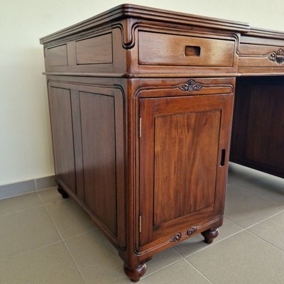 Presidential Double Sided Mahogany Desk with Leather Top-ITF-2026921