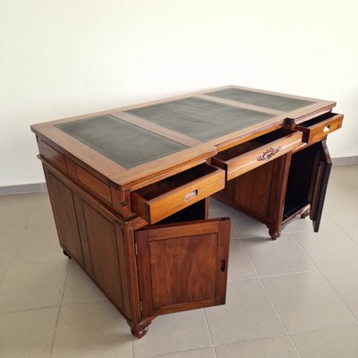 Presidential Double Sided Mahogany Desk with Leather Top-ITF-2026921