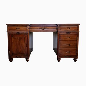 Presidential Double Sided Mahogany Desk with Leather Top-ITF-2026921