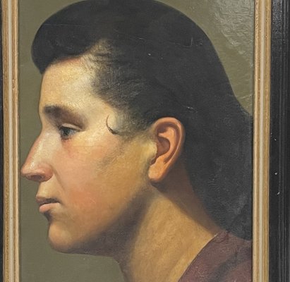 Profile Portrait, Early 20th Century, Oil on Paper, Framed-XMH-1807914