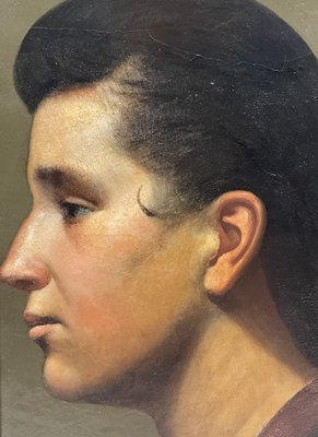 Profile Portrait, Early 20th Century, Oil on Paper, Framed-XMH-1807914