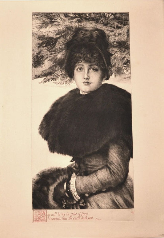 Promenade dans la Neige - Original Etching by J. Tissot - 1880 1880