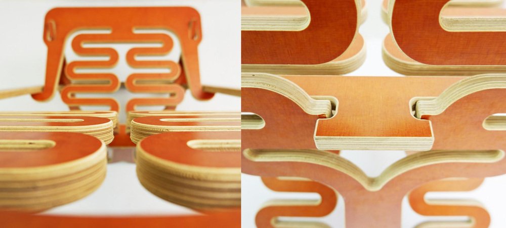 Prototype European Cutout Plywood Lumbarest Chair from Gregg Fleishman