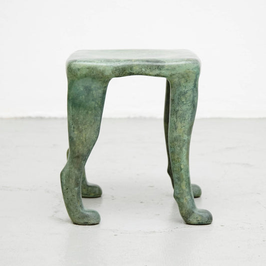 Prototype Khamon Brass Sculpture Stool by Adolfo Abejon