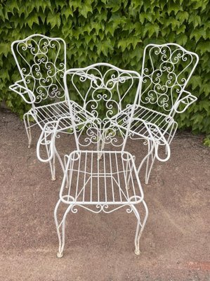 Provencal Armchairs in Wrought Iron, 1960s, Set of 3-SDV-1331950