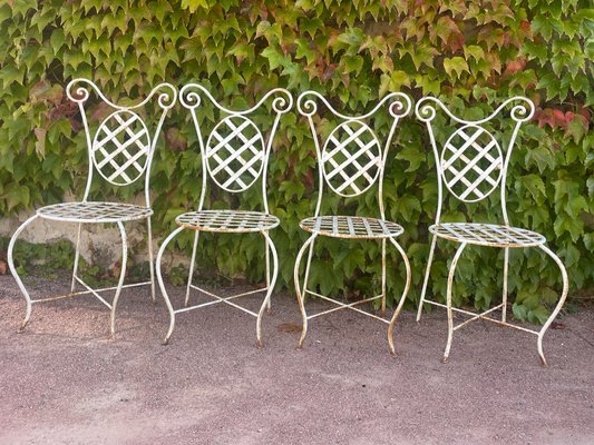 Provencal Armchairs in Wrought Iron, 1960s, Set of 4-SDV-1723094