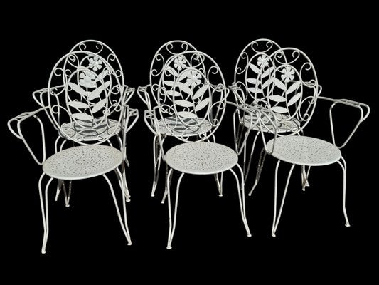 Provencal Armchairs in Wrought Iron, 1960s, Set of 6-SDV-2020017