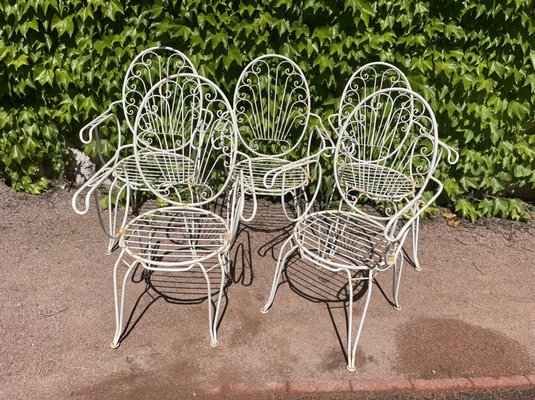 Provencal Wrought Iron Armchairs, 1960s, Set of 5-SDV-1332005