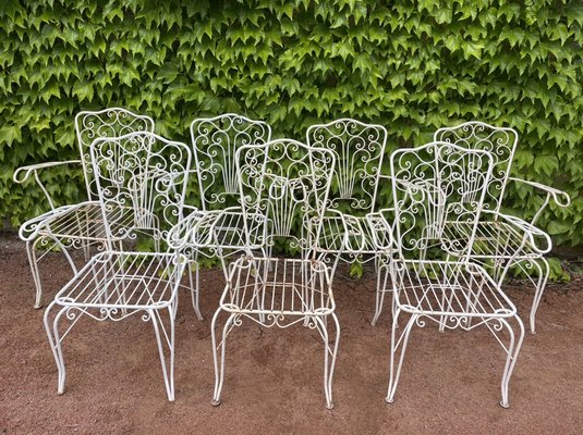 Provencal Wrought Iron Armchairs, 1960s, Set of 7-SDV-1331985