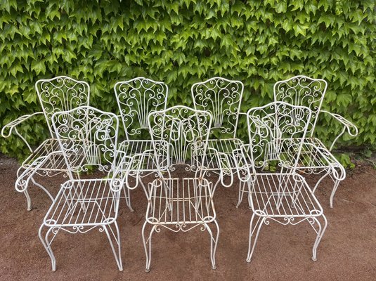 Provencal Wrought Iron Armchairs, 1960s, Set of 7-SDV-1331985