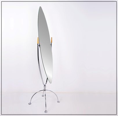 Psyche Mirror in Chrome and Wood, 1970s-NYF-2019228