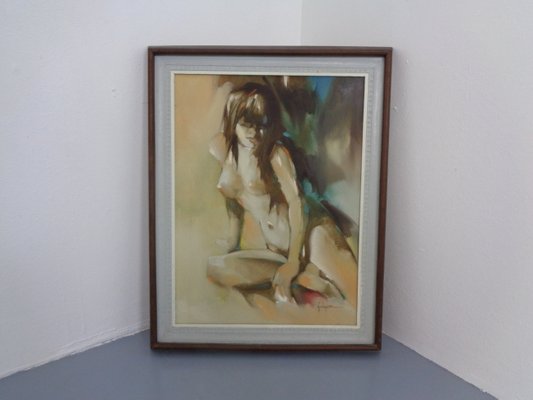 Psychedelic Signed Nude Oil Painting, 1960s-RDW-1074354