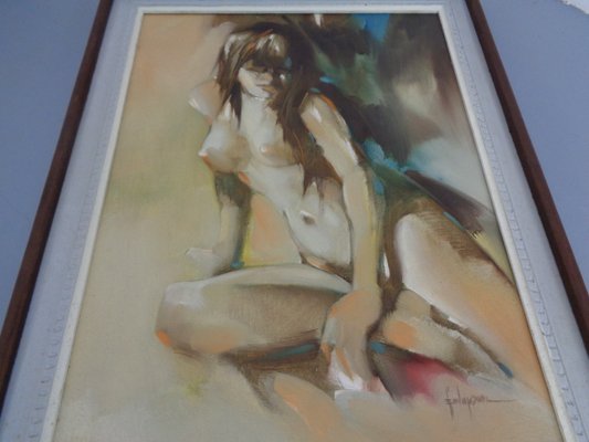 Psychedelic Signed Nude Oil Painting, 1960s-RDW-1074354