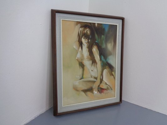 Psychedelic Signed Nude Oil Painting, 1960s-RDW-1074354