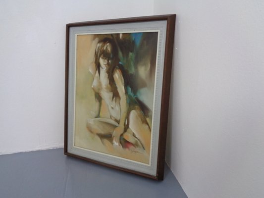 Psychedelic Signed Nude Oil Painting, 1960s-RDW-1074354