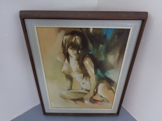 Psychedelic Signed Nude Oil Painting, 1960s-RDW-1074354