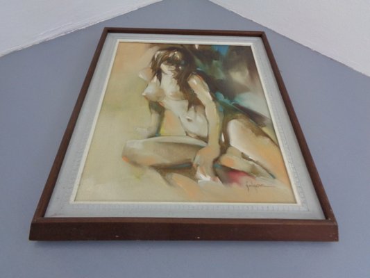 Psychedelic Signed Nude Oil Painting, 1960s-RDW-1074354