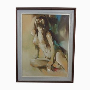 Psychedelic Signed Nude Oil Painting, 1960s-RDW-1074354