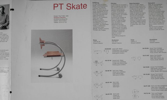 Pt Skate Serie Chaise Lounge and Table by Paul Tuttle for Strässle Collection, 1990s, Set of 2-KQB-1431652