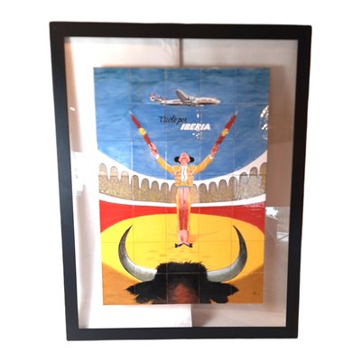 Publicity of Spanish Iberia Airlaine, Ceramic Tiles, Framed-TCS-1328814