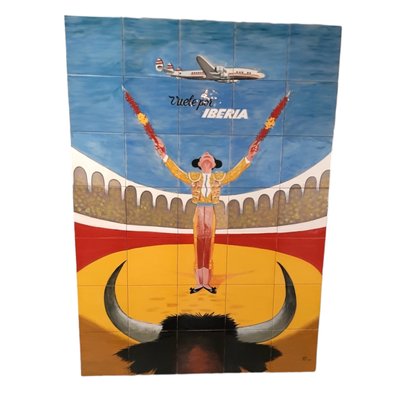 Publicity of Spanish Iberia Airlaine, Ceramic Tiles, Framed-TCS-1328814