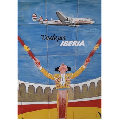 Publicity of Spanish Iberia Airlaine, Ceramic Tiles, Framed-TCS-1328814