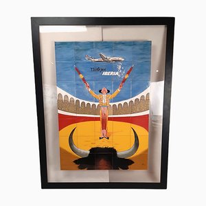 Publicity of Spanish Iberia Airlaine, Ceramic Tiles, Framed-TCS-1328814