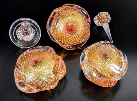 Puffed Glass Bathroom Set by Ercole Barovier, Set of 3-OJE-1255197