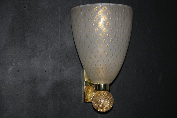 Pulegoso Murano Glass Wall Lights with Glitter and Gold Bubbles in the style of Barovier, 2000s, Set of 2-YF-1768975