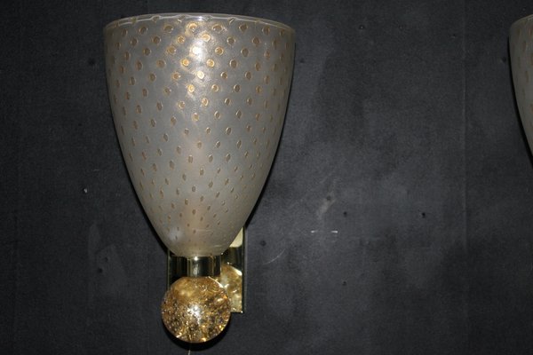 Pulegoso Murano Glass Wall Lights with Glitter and Gold Bubbles in the style of Barovier, 2000s, Set of 2-YF-1768975