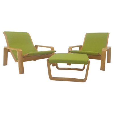 Pulkka Lounge Chairs by Ilmari Lappalainen for Asko, Finland, 1970s, Set of 3-TZ-1065794