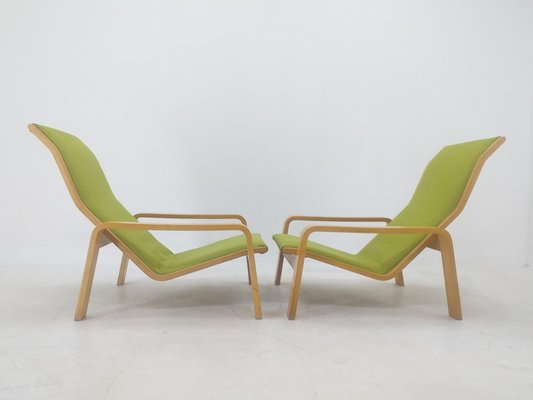 Pulkka Lounge Chairs by Ilmari Lappalainen for Asko, Finland, 1970s, Set of 3-TZ-1065794