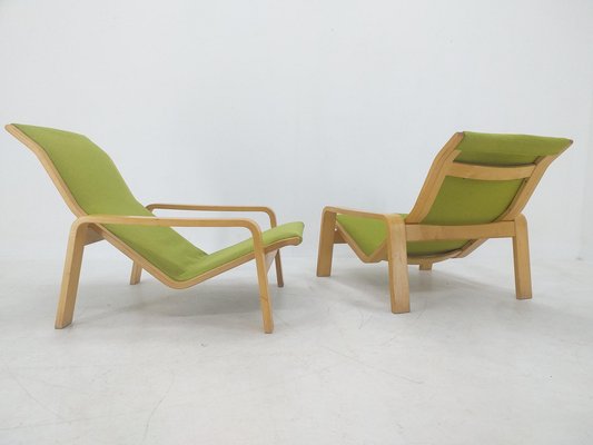 Pulkka Lounge Chairs by Ilmari Lappalainen for Asko, Finland, 1970s, Set of 3-TZ-1065794