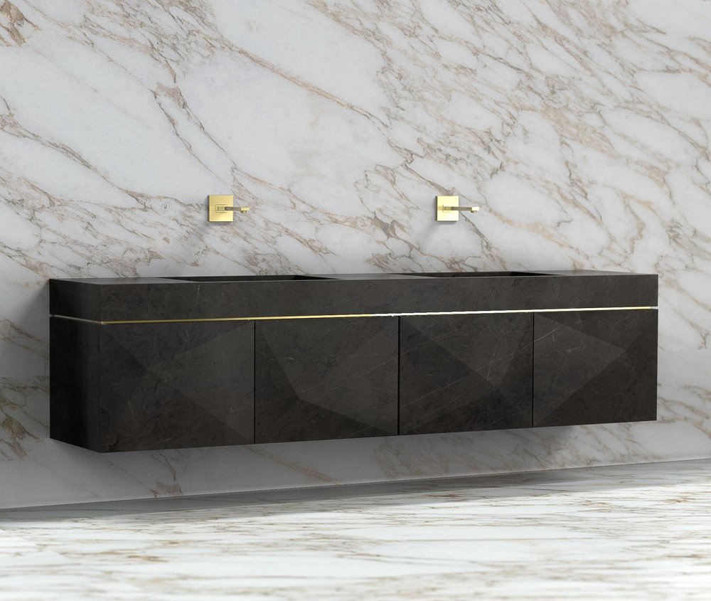 Puntadue Washbasin with Cabinet by Marmi Serafini