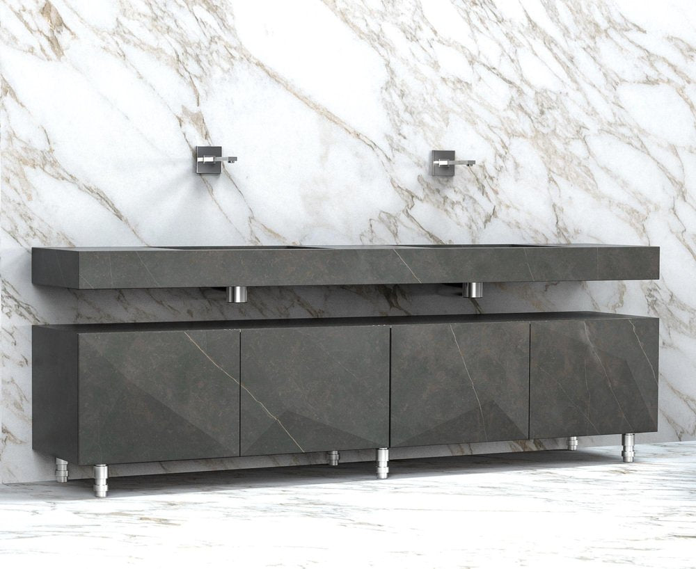 Puntadue Washbasin with Cabinet Ii by Marmi Serafini