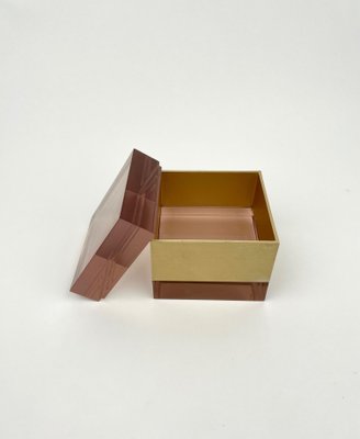 Purple Acrylic & Gold Metal Cube Box by Alessandro Albrizzi, Italy, 1970s-LYQ-1171370