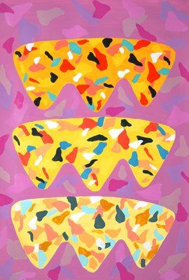 Purple and Orange Melting Shapes, Natalia Roman, 2022, Acrylic on Watercolor Paper-RWC-1256816