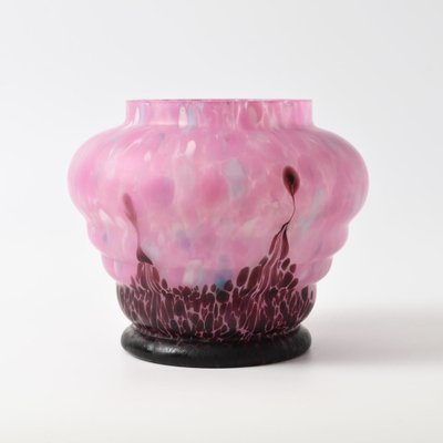 Purple and Pink Spatter Glass Vase from Anton Ruckl, 1920s-IXK-1650330