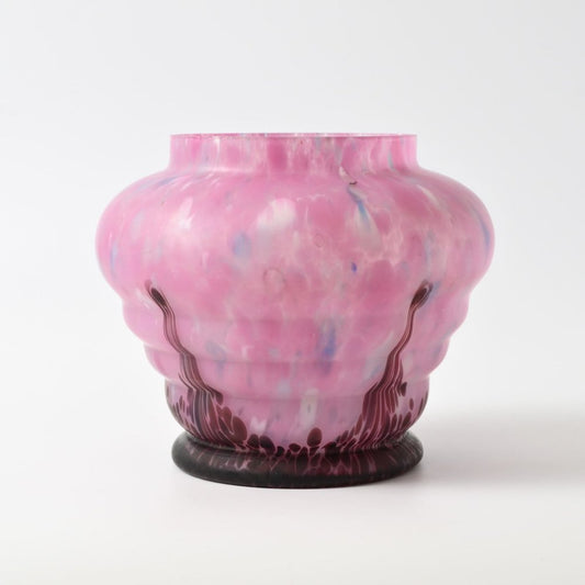 Purple and Pink Spatter Glass Vase from Anton Ruckl, 1920s