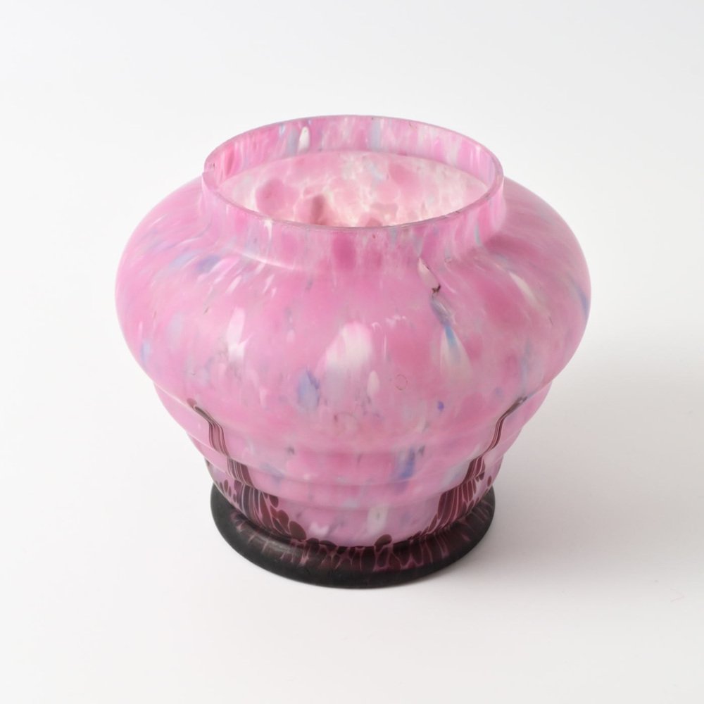 Purple and Pink Spatter Glass Vase from Anton Ruckl, 1920s