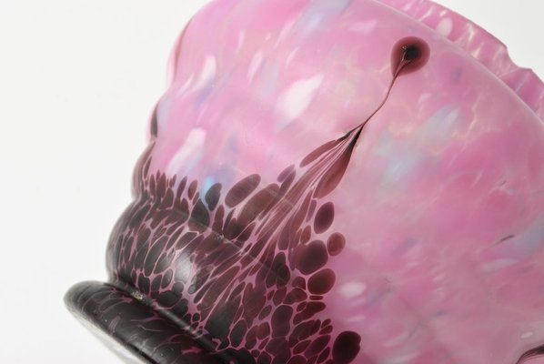 Purple and Pink Spatter Glass Vase from Anton Ruckl, 1920s