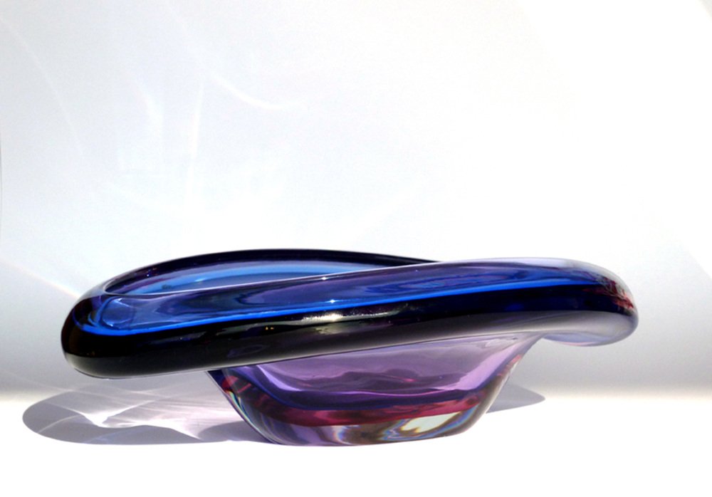 Purple, Blue and Pink Summerso Murano Glass Vase by Flavio Poli for Seguso, 1950s